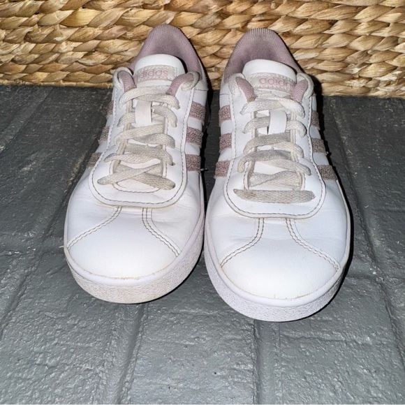 Adidas Neo VI Court K White With Purple Accents Size 1 Kids Girls - Picture 4 of 6